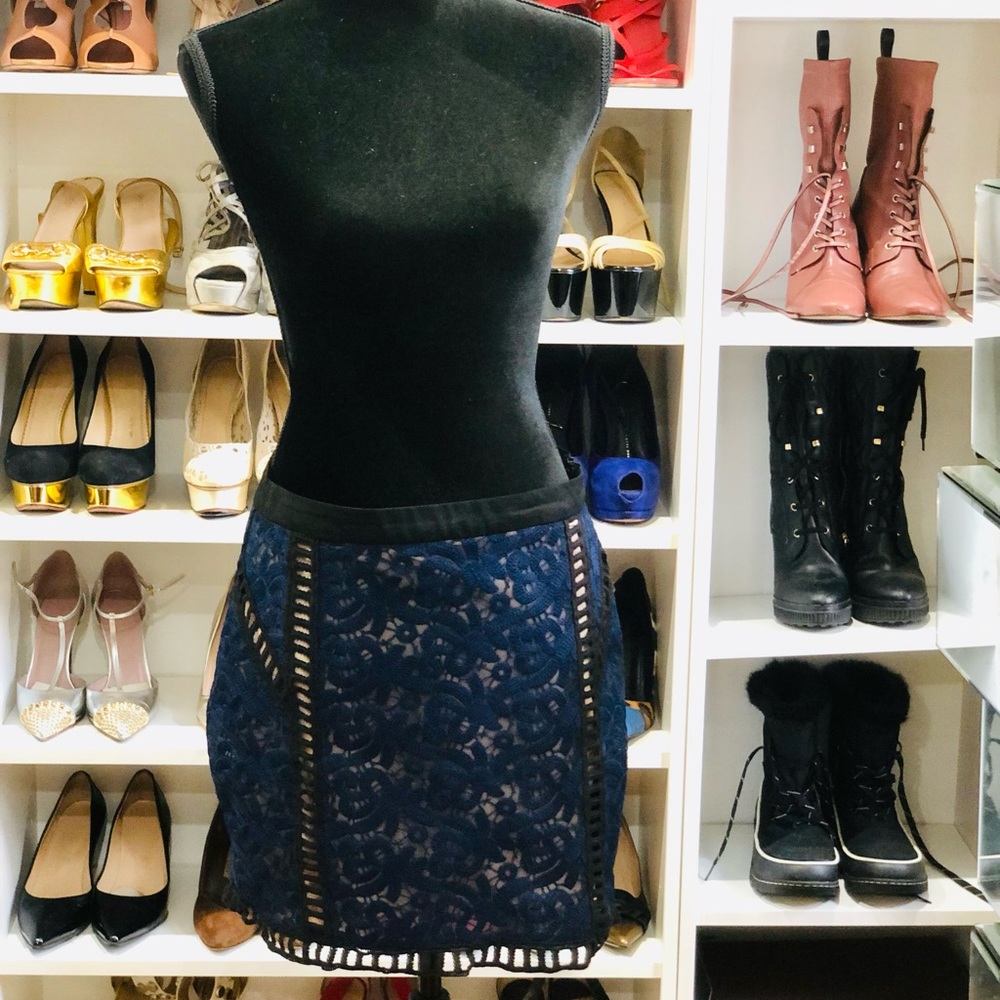 Endless Rose Navy Blue Lace Skirt